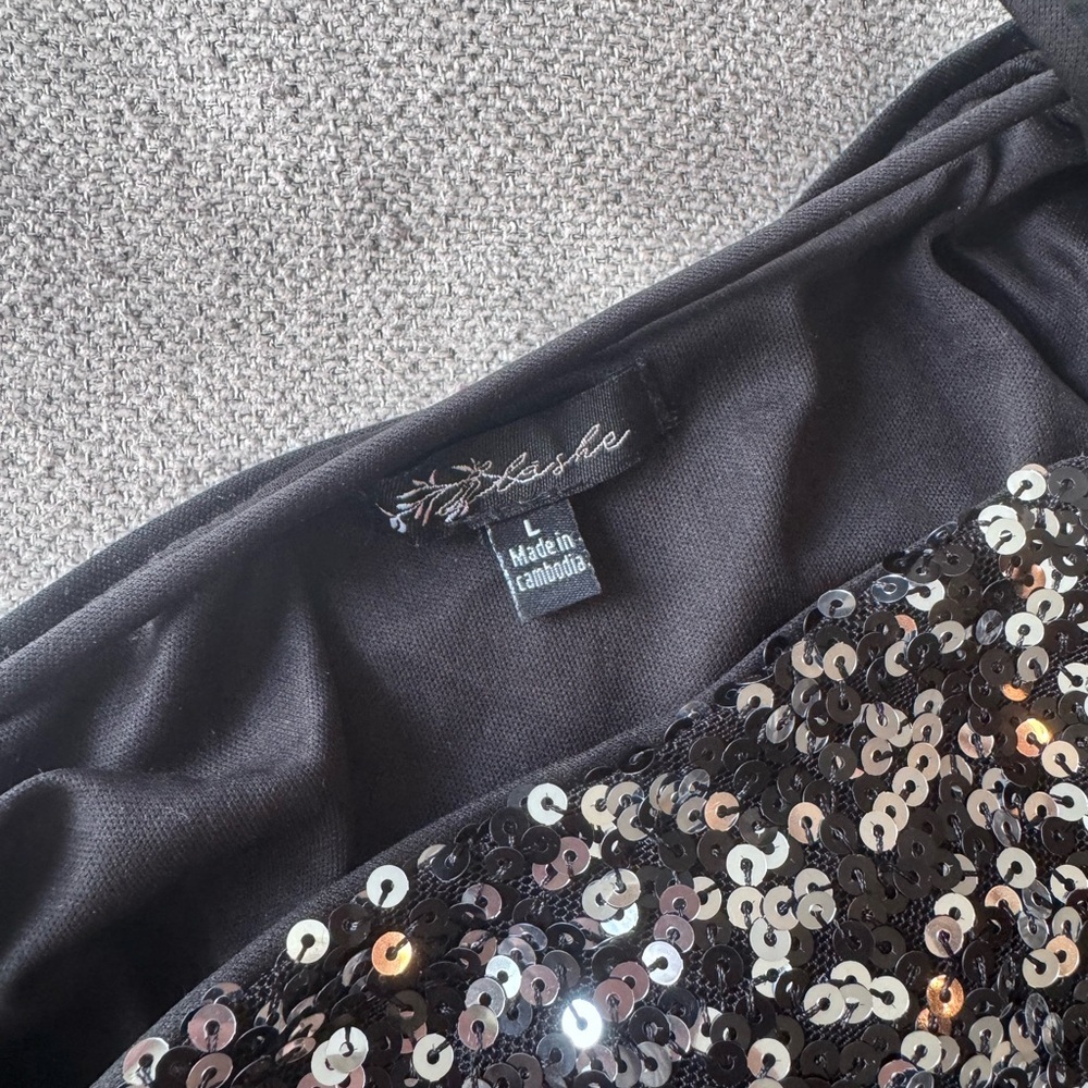 Blashe Black & Silver Halter Mini Dress BD05472 | Large Sparkly Party Cocktail - Picture 13 of 14